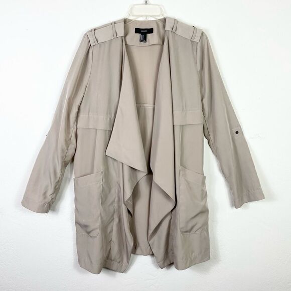 Forever 21 Beige Open Face Waterfall Cardigan Coat - Picture 3 of 6